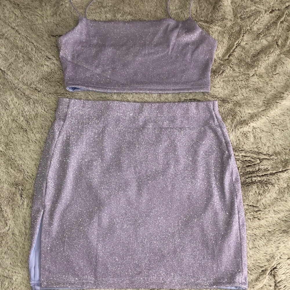 Matching sparkly skirt set